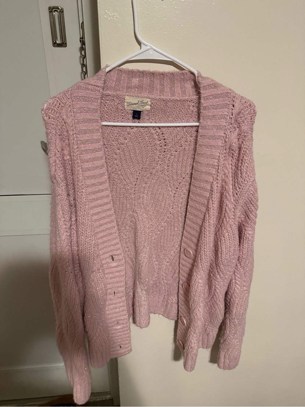 Universal Thread Blush Pink Cable Knit Button-Front Cardigan